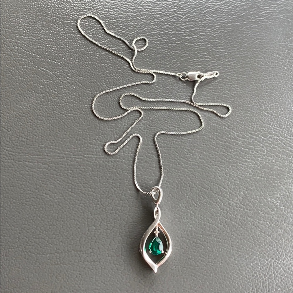 Emerald and Diamond/Crystal Necklace